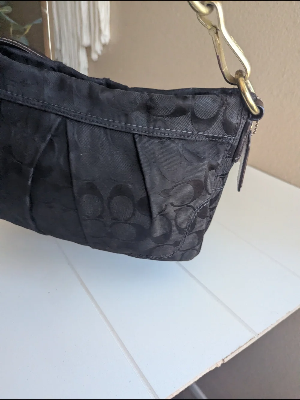 Coach Signature brown Pleated Soho Shoulder Bag